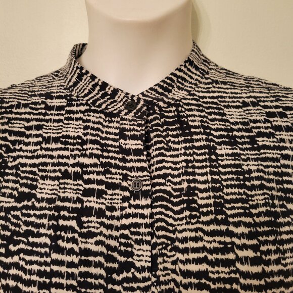 Hugo Boss Abstract Belted Maxi Dress 12 Button Front Silk DELKAS Black Fantasy - Picture 2 of 9